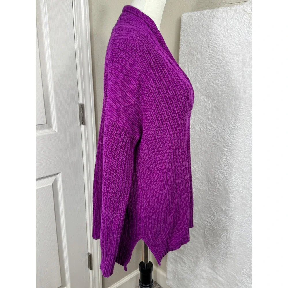 Lauren Ralph Lauren Women's L Purple‎ Cotton Knit Shawl Collar Pullover Sweater